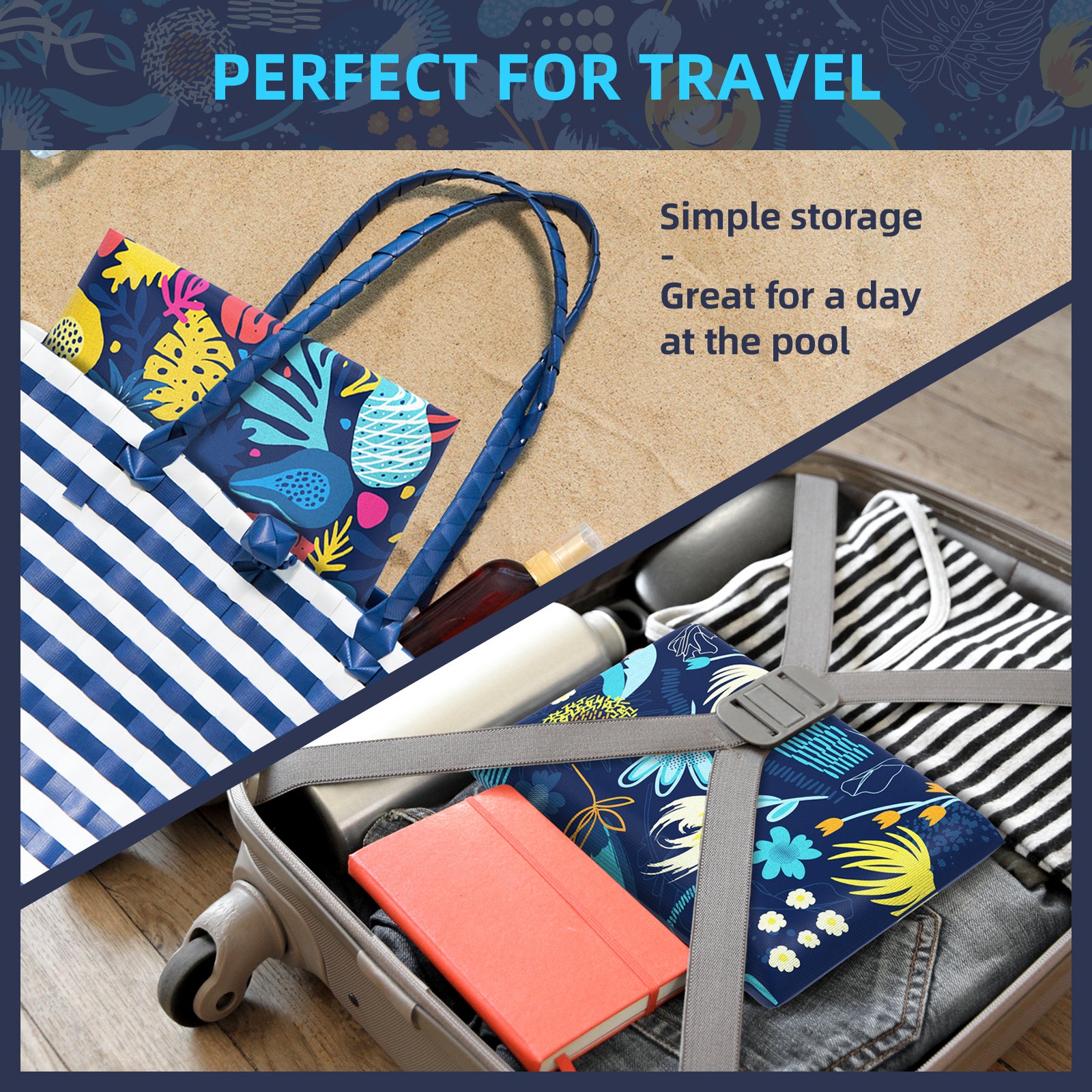 Pool Floats Adult, 2 Packs Fabric Inflatable Hammock Pool Lounge Chairs, Blow up Pool Floats for Adults, Hawaii Flower Pattern Floats for Pool Floating, Party Summer Water Beach Lake Fun